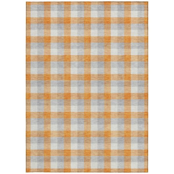 Homeroots 3' Stylish Brown Green Beige Plaid Washable Rug For Indoor And Outdoor Use - Durable And Chic 8' X 10' Polyester 601419