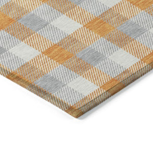 Homeroots 3' Stylish Brown Green Beige Plaid Washable Rug For Indoor And Outdoor Use - Durable And Chic 9' X 12' Polyester 601420