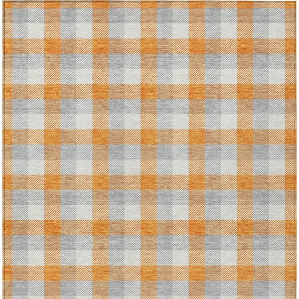 Homeroots 3' Stylish Brown Green Beige Plaid Washable Rug For Indoor And Outdoor Use - Durable And Chic 9' X 12' Polyester 601420