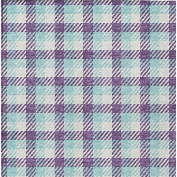 Homeroots 3' Stylish Brown Green Beige Plaid Washable Rug For Indoor And Outdoor Use - Durable And Chic 5' X 8' Polyester 601423