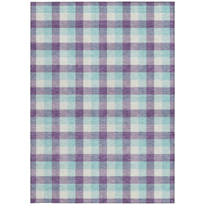 Homeroots 3' Stylish Brown Green Beige Plaid Washable Rug For Indoor And Outdoor Use - Durable And Chic 8' X 10' Polyester 601425