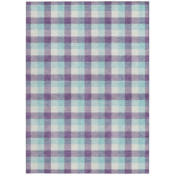 Homeroots 3' Stylish Brown Green Beige Plaid Washable Rug For Indoor And Outdoor Use - Durable And Chic 8' X 10' Polyester 601425