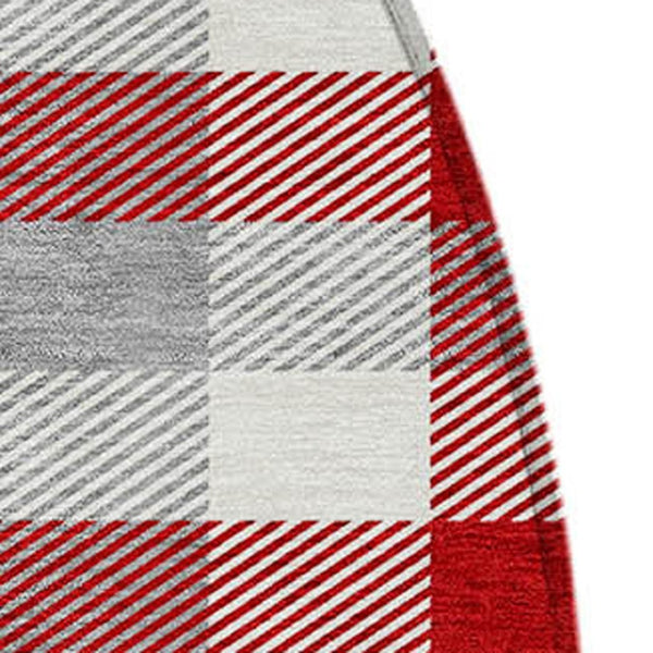 Homeroots 3' Stylish Brown Green Beige Plaid Washable Rug For Indoor And Outdoor Use - Durable And Chic 8' Round Polyester 601430