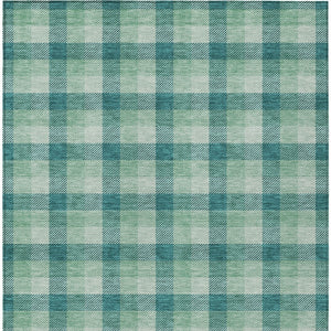 Homeroots 3' Stylish Brown Green Beige Plaid Washable Rug For Indoor And Outdoor Use - Durable And Chic 5' X 8' Polyester 601435