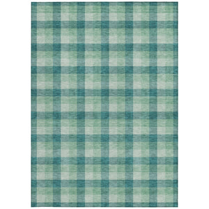 Homeroots 3' Stylish Brown Green Beige Plaid Washable Rug For Indoor And Outdoor Use - Durable And Chic 5' X 8' Polyester 601435