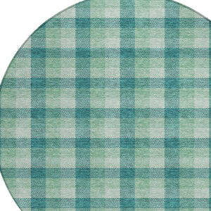 Homeroots 3' Stylish Brown Green Beige Plaid Washable Rug For Indoor And Outdoor Use - Durable And Chic 8' Round Polyester 601436