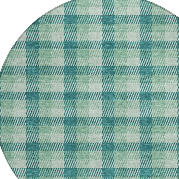 Homeroots 3' Stylish Brown Green Beige Plaid Washable Rug For Indoor And Outdoor Use - Durable And Chic 8' Round Polyester 601436