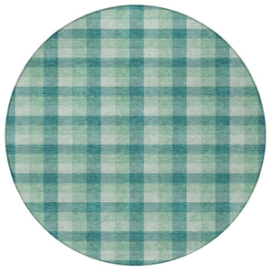 Homeroots 3' Stylish Brown Green Beige Plaid Washable Rug For Indoor And Outdoor Use - Durable And Chic 8' Round Polyester 601436