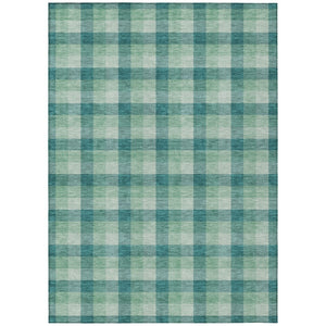 HomeRoots 5' Blue and Green Plaid Washable Indoor Outdoor Area Rug - Stylish, Stain-Resistant, Easy Care Design 8' X 10' 601437