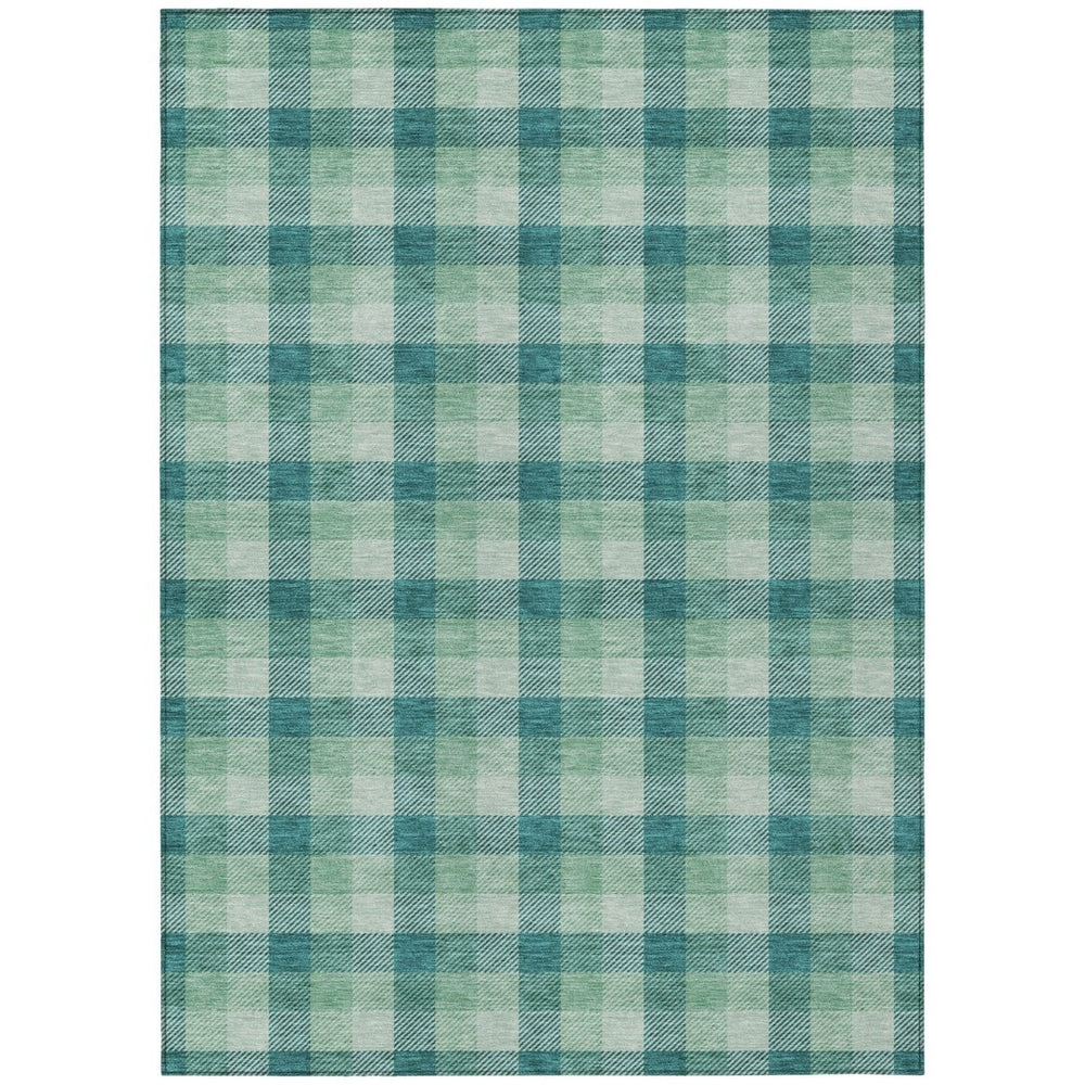 HomeRoots 5' Blue and Green Plaid Washable Indoor Outdoor Area Rug - Stylish, Stain-Resistant, Easy Care Design 10' X 14' 601439