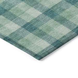 Homeroots 3' Stylish Brown Green Beige Plaid Washable Rug For Indoor And Outdoor Use - Durable And Chic 10' X 14' Polyester 601439