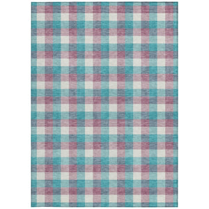 Homeroots 3' Stylish Brown Green Beige Plaid Washable Rug For Indoor And Outdoor Use - Durable And Chic 5' X 8' Polyester 601441