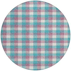 Homeroots 3' Stylish Brown Green Beige Plaid Washable Rug For Indoor And Outdoor Use - Durable And Chic 8' Round Polyester 601442