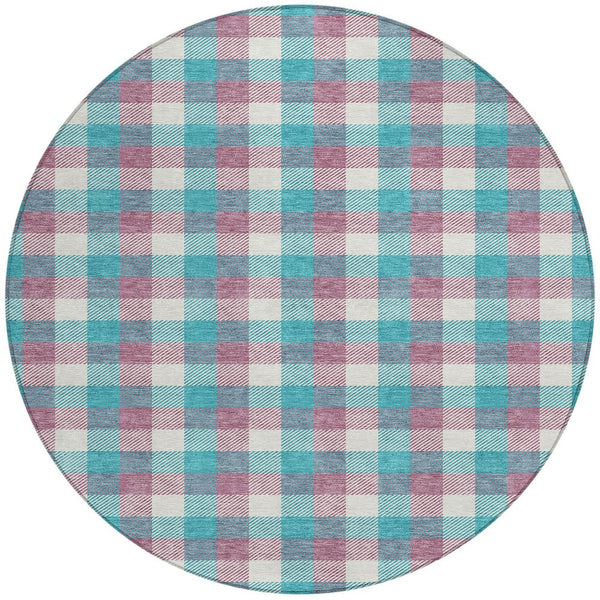 Homeroots 3' Stylish Brown Green Beige Plaid Washable Rug For Indoor And Outdoor Use - Durable And Chic 8' Round Polyester 601442