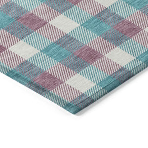 Homeroots 3' Stylish Brown Green Beige Plaid Washable Rug For Indoor And Outdoor Use - Durable And Chic 9' X 12' Polyester 601444