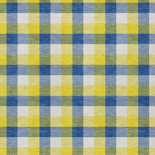 Homeroots 3' Stylish Brown Green Beige Plaid Washable Rug For Indoor And Outdoor Use - Durable And Chic 5' X 8' Polyester 601447