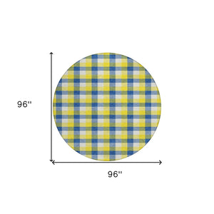 Homeroots 3' Stylish Brown Green Beige Plaid Washable Rug For Indoor And Outdoor Use - Durable And Chic 8' Round Polyester 601448