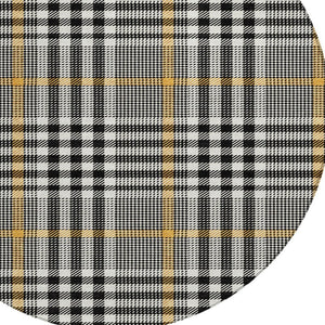 Homeroots 3' Stylish Black Gold & Ivory Plaid Washable Rug - Perfect For Indoor & Outdoor High Traffic Areas 8' Round Polyester 601454