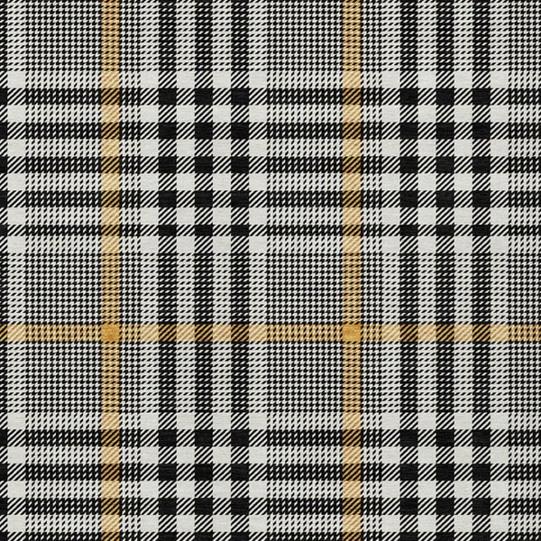 Homeroots 3' Stylish Black Gold & Ivory Plaid Washable Rug - Perfect For Indoor & Outdoor High Traffic Areas 9' X 12' Polyester 601456