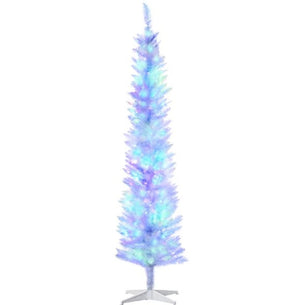 English Elm Pencil Slim Flocked Christmas Tree 6 Ft Snow Dusted Artificial with Sturdy Metal Base T3971P416740