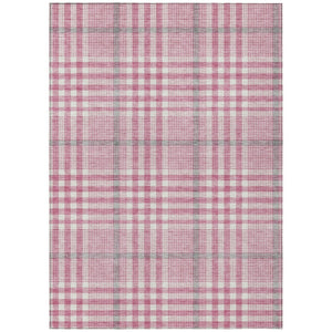HomeRoots 9' X 12' Classic Blush Gray & Ivory Plaid Washable Rug – Stylish Indoor/Outdoor Versatility for Any Space 601462