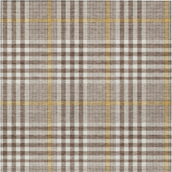 Homeroots 3' Stylish Black Gold & Ivory Plaid Washable Rug - Perfect For Indoor & Outdoor High Traffic Areas 3' X 5' Polyester 601464