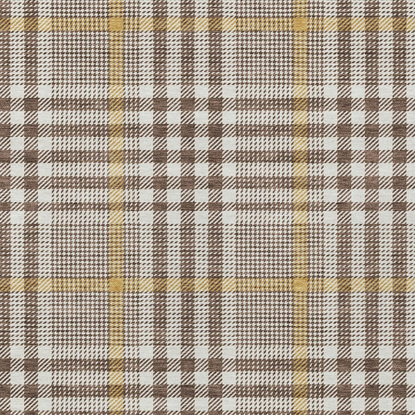 Homeroots 3' Stylish Black Gold & Ivory Plaid Washable Rug - Perfect For Indoor & Outdoor High Traffic Areas 3' X 5' Polyester 601464