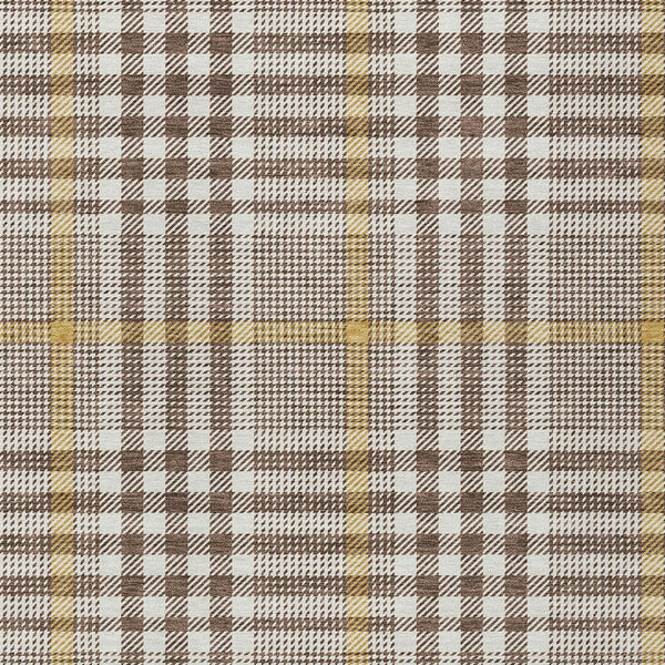 Homeroots 3' Stylish Black Gold & Ivory Plaid Washable Rug - Perfect For Indoor & Outdoor High Traffic Areas 5' X 8' Polyester 601465