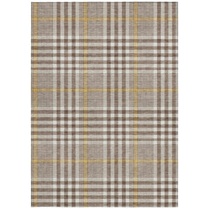 Homeroots 3' Stylish Black Gold & Ivory Plaid Washable Rug - Perfect For Indoor & Outdoor High Traffic Areas 8' X 10' Polyester 601467