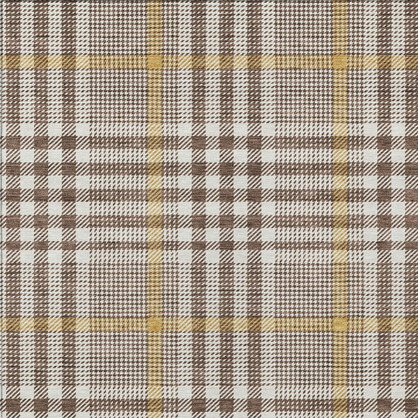 Homeroots 3' Stylish Black Gold & Ivory Plaid Washable Rug - Perfect For Indoor & Outdoor High Traffic Areas 9' X 12' Polyester 601468