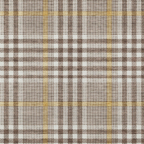 Homeroots 3' Stylish Black Gold & Ivory Plaid Washable Rug - Perfect For Indoor & Outdoor High Traffic Areas 10' X 14' Polyester 601469