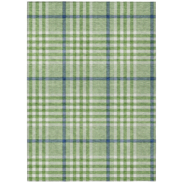 HomeRoots 5' Green and Ivory Plaid Washable Area Rug - Stylish, Durable, Indoor/Outdoor Design for Any Space 5' X 8' 601471