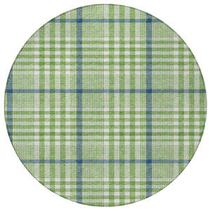 Homeroots 3' Stylish Black Gold & Ivory Plaid Washable Rug - Perfect For Indoor & Outdoor High Traffic Areas 8' Round Polyester 601472