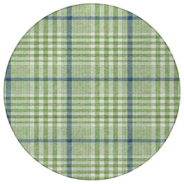 Homeroots 3' Stylish Black Gold & Ivory Plaid Washable Rug - Perfect For Indoor & Outdoor High Traffic Areas 8' Round Polyester 601472