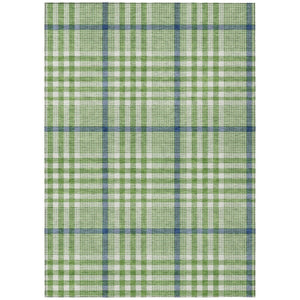 HomeRoots 5' Green and Ivory Plaid Washable Area Rug - Stylish, Durable, Indoor/Outdoor Design for Any Space 8' X 10' 601473