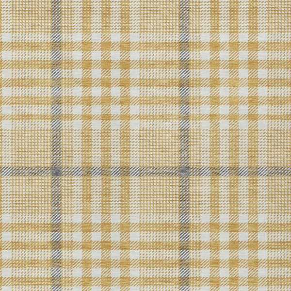 Homeroots 3' Stylish Black Gold & Ivory Plaid Washable Rug - Perfect For Indoor & Outdoor High Traffic Areas 3' X 5' Polyester 601476