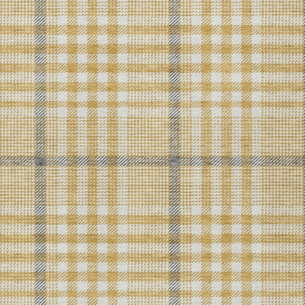 Homeroots 3' Stylish Black Gold & Ivory Plaid Washable Rug - Perfect For Indoor & Outdoor High Traffic Areas 5' X 8' Polyester 601477