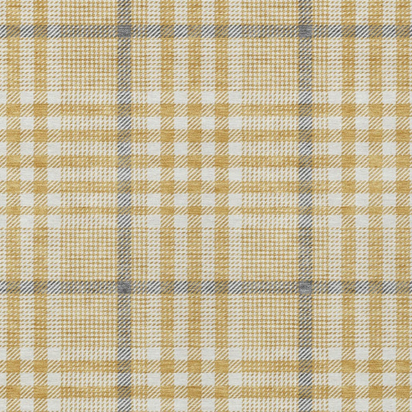 Homeroots 3' Stylish Black Gold & Ivory Plaid Washable Rug - Perfect For Indoor & Outdoor High Traffic Areas 8' X 10' Polyester 601479