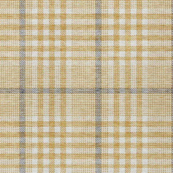 Homeroots 3' Stylish Black Gold & Ivory Plaid Washable Rug - Perfect For Indoor & Outdoor High Traffic Areas 10' X 14' Polyester 601481