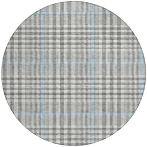 Homeroots 3' Stylish Black Gold & Ivory Plaid Washable Rug - Perfect For Indoor & Outdoor High Traffic Areas 8' Round Polyester 601484