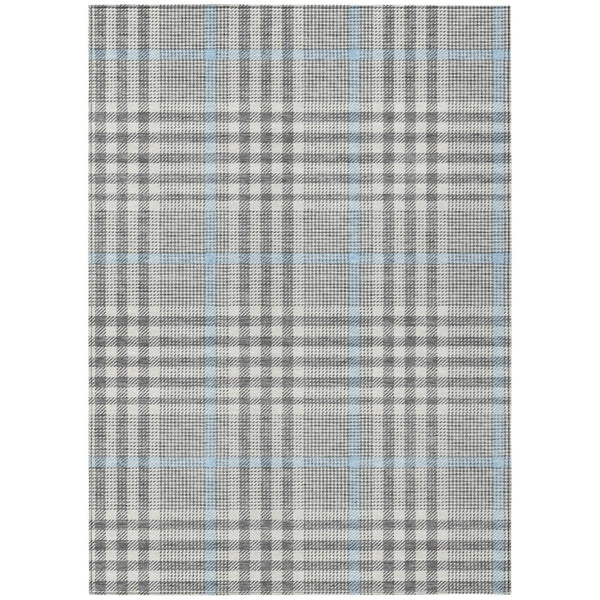 HomeRoots 5' Washable Plaid Area Rug in Gray, Blue, and Beige – Durable Indoor/Outdoor Flooring Solution 10' X 14' 601487