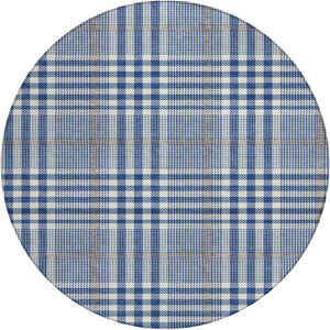 Homeroots 3' Stylish Black Gold & Ivory Plaid Washable Rug - Perfect For Indoor & Outdoor High Traffic Areas 8' Round Polyester 601490
