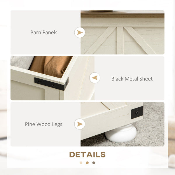 English Elm HOMCOM Farmhouse Coffee Table with Hidden Flip-Top Storage, Square Rustic Accent Table in Antique White W2225P173950