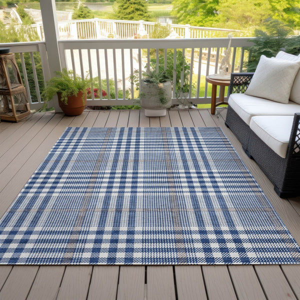 Homeroots 3' Stylish Black Gold & Ivory Plaid Washable Rug - Perfect For Indoor & Outdoor High Traffic Areas 10' X 14' Polyester 601493
