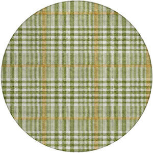 Homeroots 3' Stylish Black Gold & Ivory Plaid Washable Rug - Perfect For Indoor & Outdoor High Traffic Areas 8' Round Polyester 601496