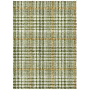 HomeRoots 5' Durable Olive Green Brown Ivory Plaid Area Rug – Washable, Stylish for Indoor & Outdoor Spaces 8' X 10' 601497