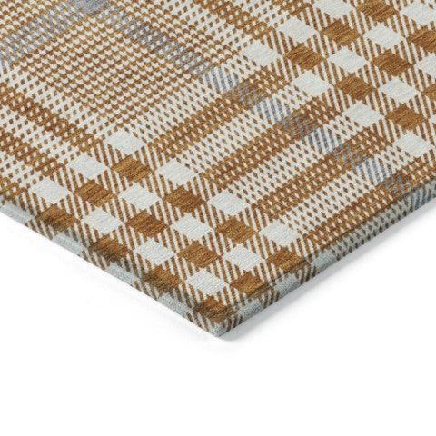 Homeroots 3' Stylish Black Gold & Ivory Plaid Washable Rug - Perfect For Indoor & Outdoor High Traffic Areas 3' X 5' Polyester 601500