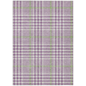 HomeRoots 5' Washable Indoor Outdoor Area Rug in Purple, Green, and Ivory Plaid - Durable, Stylish & Easy Care 8' X 10' 601509