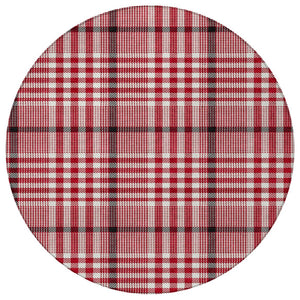 Homeroots 3' Stylish Black Gold & Ivory Plaid Washable Rug - Perfect For Indoor & Outdoor High Traffic Areas 8' Round Polyester 601514