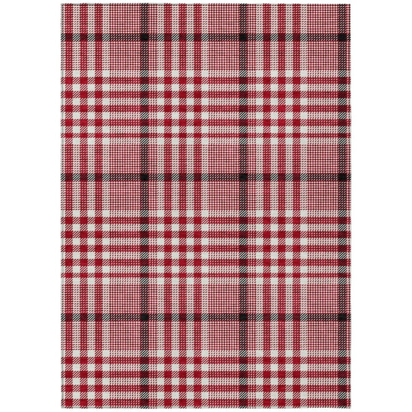 HomeRoots 9' X 12' Plaid Area Rug - Red, Black & Ivory, Washable for Indoor/Outdoor Use - Durable & Stylish! 601516